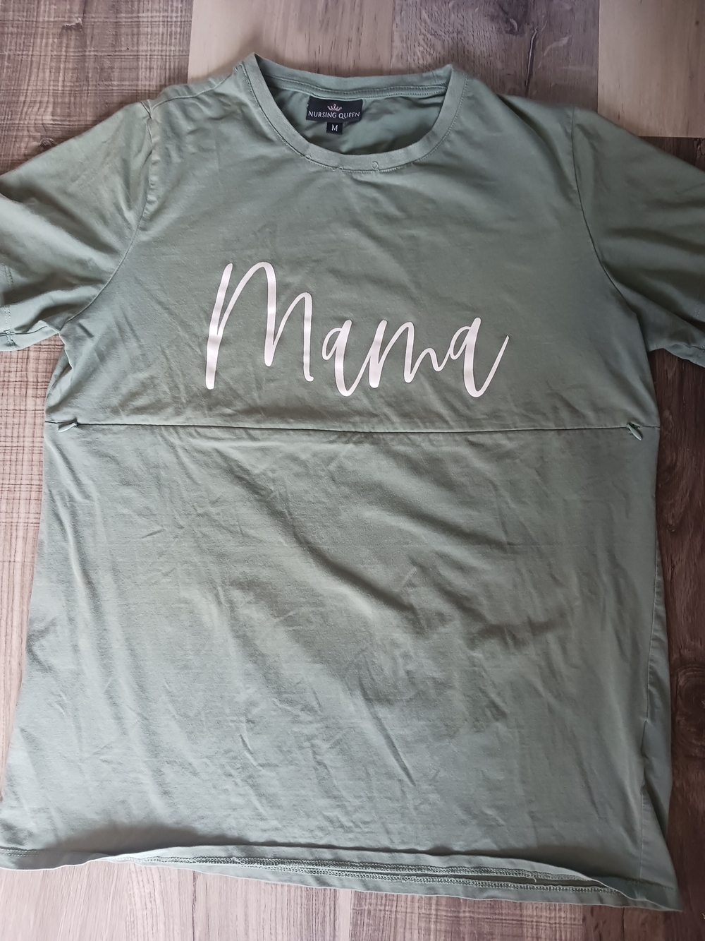 Nursing Queen Cotton Sage Green "Mama" Short Sleeve Nursing Tee
